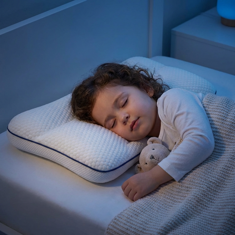 Child sleeping peacefully on the Novara pillow